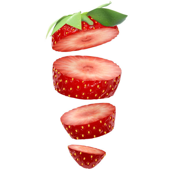 bildbanksillustrationer, clip art samt tecknat material och ikoner med strawberry skivor isolerat på den vita bakgrunden. vektor stock illustration - jordgubbar