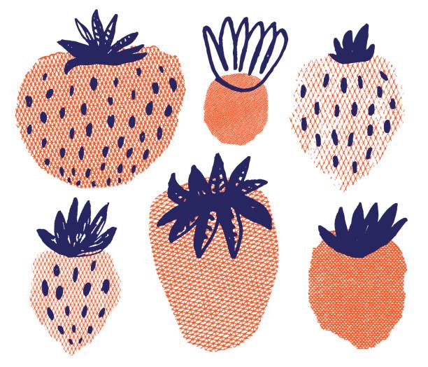 Strawberry Vector file of strawberries. Mixed media artwork strawberries stock illustrations