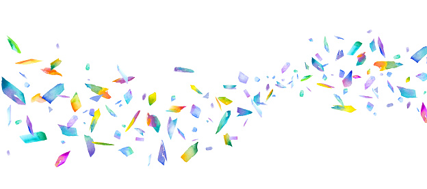 A stream of colorful grains of light. Trace vector with watercolor illustration of prism.