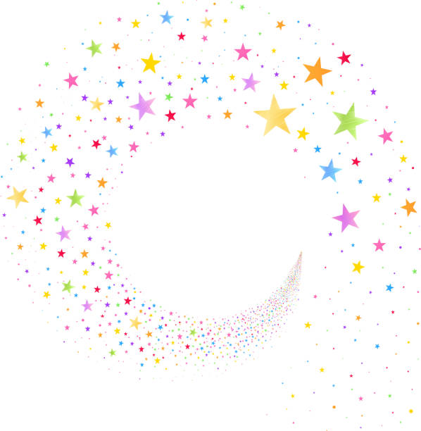 Stream of Multicolored Stars stream of multicolored stars on a white background success borders stock illustrations