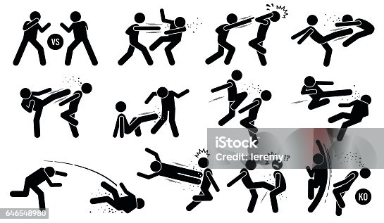 istock Street fighting attacking stance 646548980