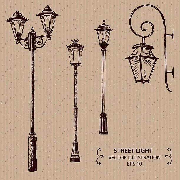 Street lights Hand drawn Vector Illustration street light stock illustrations