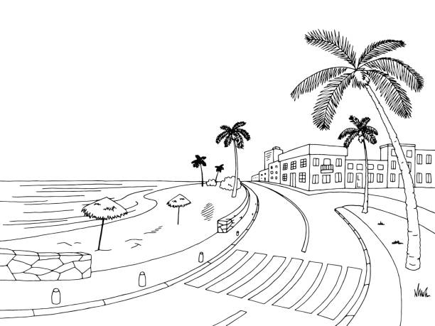 Best Black Beach Illustrations, Royalty-Free Vector ...