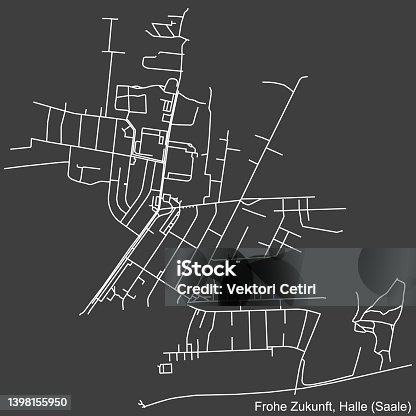 istock Street roads map of the FROHE ZUKUNFT DISTRICT, HALLE (SAALE) 1398155950