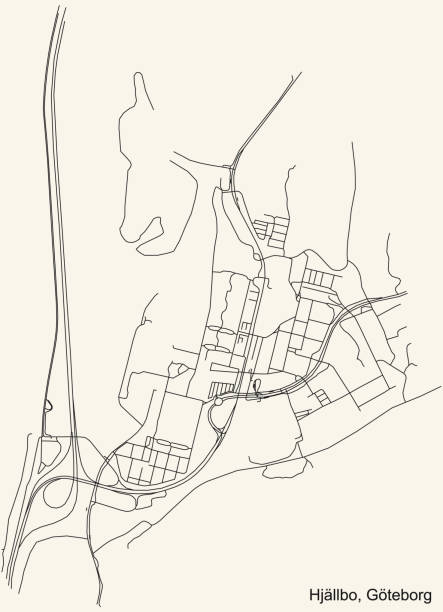 bildbanksillustrationer, clip art samt tecknat material och ikoner med street roads map of the hjällbo district of gothenburg, sweden - göteborg city
