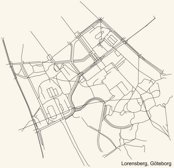 bildbanksillustrationer, clip art samt tecknat material och ikoner med street roads map of the lorensberg district of gothenburg, sweden - göteborg city