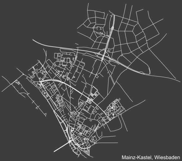 street roads map of the mainz-kastel district, wiesbaden - sainz 幅插畫檔、美工圖案、卡通及圖標