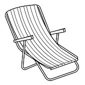 istock Striped beach lounger, black outline, isolated vector illustration 1361697830