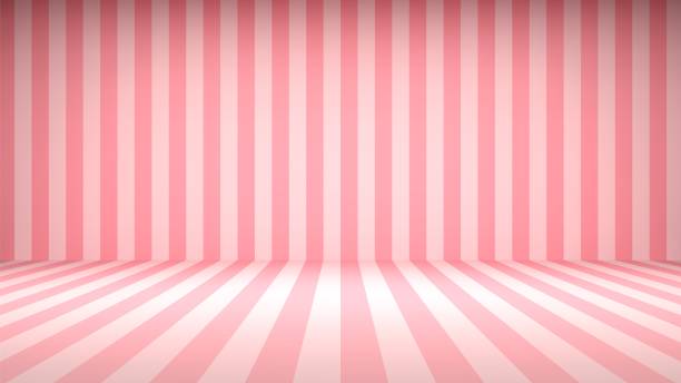 bildbanksillustrationer, clip art samt tecknat material och ikoner med randig candy pink studio bakgrund - rosa