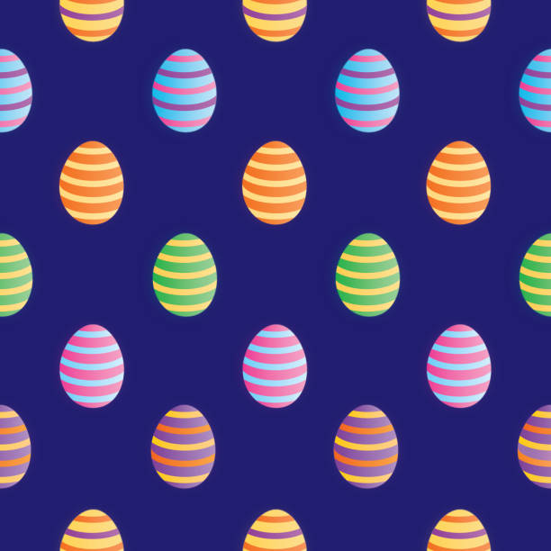 Striped Easter Eggs Seamless Pattern  easter sunday stock illustrations