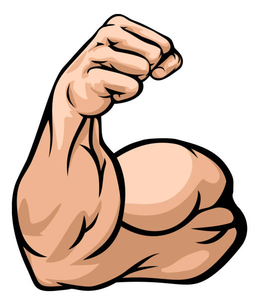 сильная рука, показывающая мышцы бицепса - biceps cartoons stock illustrati...