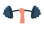 istock Strong concept. Barbell in hands icon. 1335474486