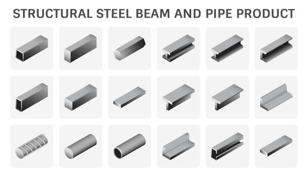 Structural steel beam and pipe product vector icon design. Structural steel beam and pipe product vector icon design. girder stock illustrations