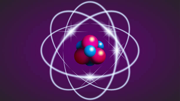 Structure of an atom with protons neutrons and electrons image vector art illustration