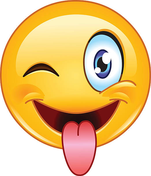 Stuck out tongue and winking eye emoticon Emoticon with stuck out tongue and winking eye stick out tongue emoji stock illustrations