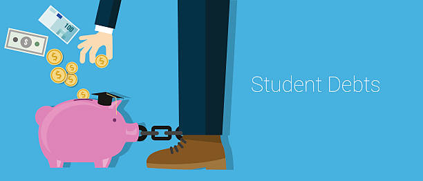 student debts and loans student debts that tied people from college into their loans or debts student debt stock illustrations