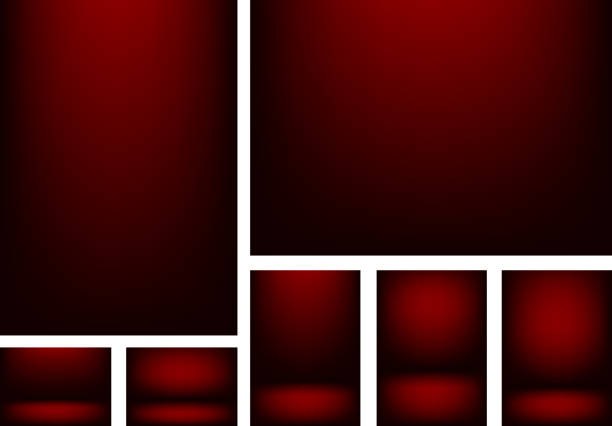 Studio light background Set of Dark Red clear empty studio light vector backgrounds for product presentation, a4 format high key stock illustrations