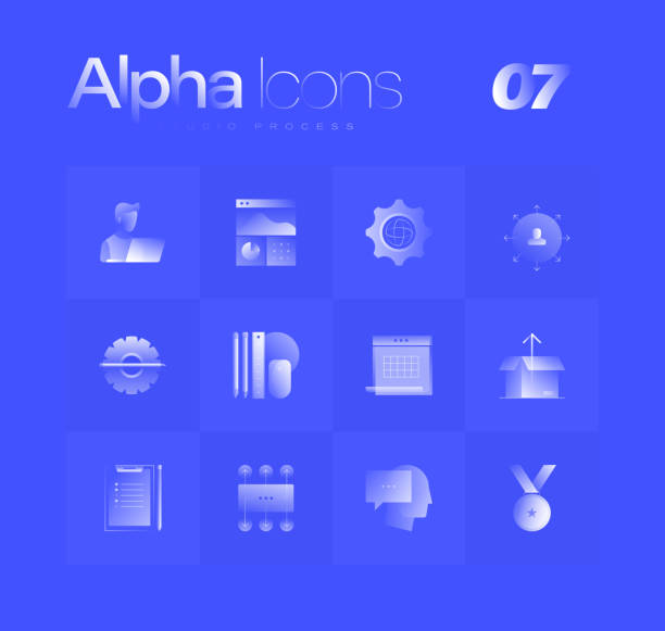 Studio Process Alpha Icons Set vector art illustration