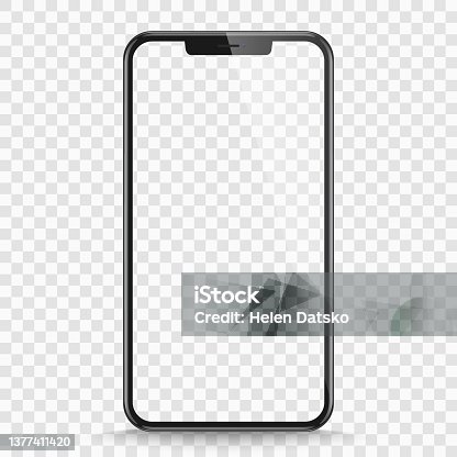 istock Studio shot of Smartphone with blank screen for Infographic Global Business . Front View Display. Vector illustration. JPG 1377411420
