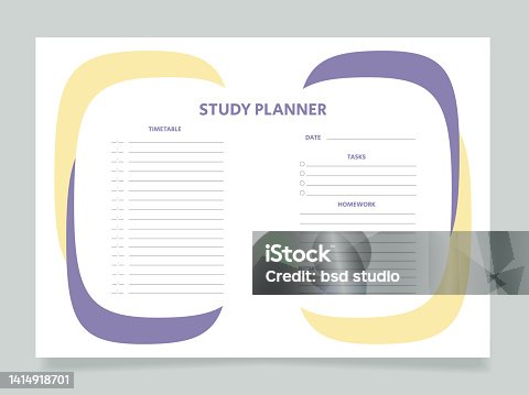 istock Study daily planner worksheet design template 1414918701