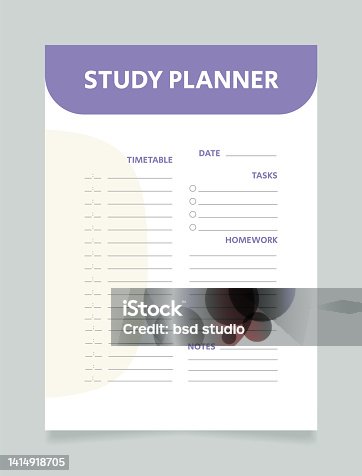istock Study planner for day worksheet design template 1414918705