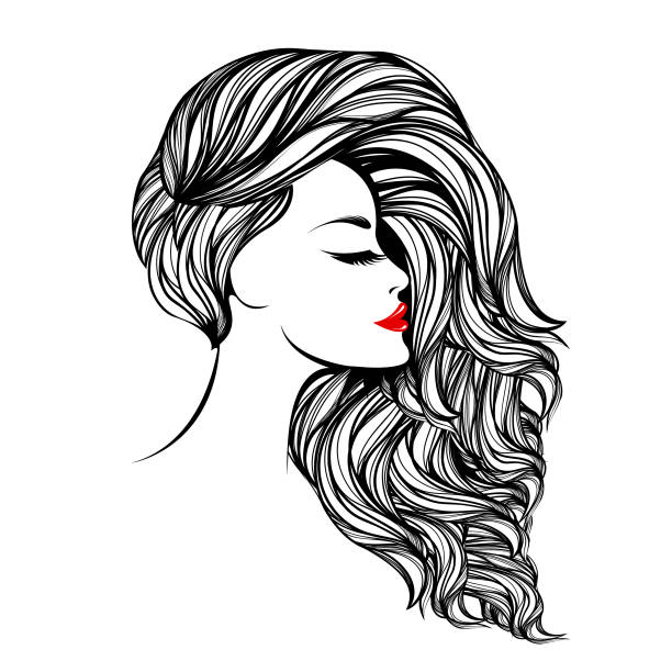 .SVG .PNG Vector Clipart Cricut Cut Faceless Big Hair Woman Portrait Wavy Hair Beauty Classy Trend Female Animation Hairstyle Hoops JPG
