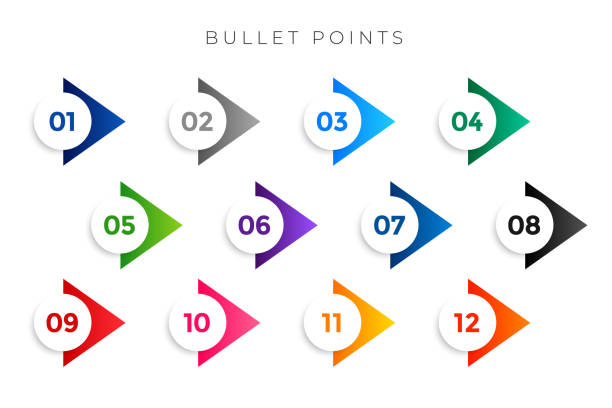 stylish arrow bullet points numbers from one to twelve stylish arrow bullet points numbers from one to twelve number stock illustrations