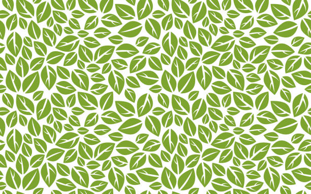 Stylish cartoon leaves seamless vector pattern, endless wallpaper or textile swatch with tree floral, green spring life theme. vector art illustration