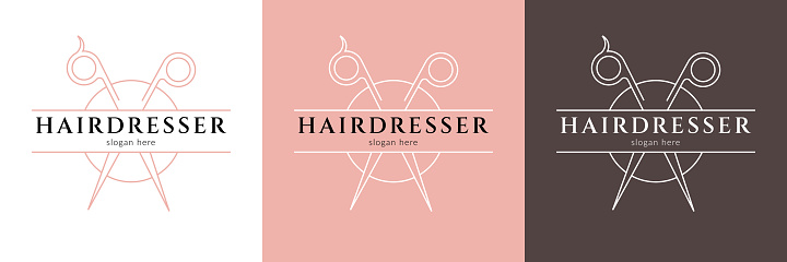 Stylish hairdresser logo. Vector illustration.