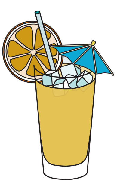 Stylish hand-drawn doodle cartoon style yellow Screwdriver cocktail in highball glass garnished with a slice of orange. A vector illustration good for bar menu or alcohol cook book recipe Stylish hand-drawn doodle cartoon style yellow Screwdriver cocktail in highball glass garnished with a slice of orange. A vector illustration good for bar menu or alcohol cook book recipe. screwdriver drink stock illustrations