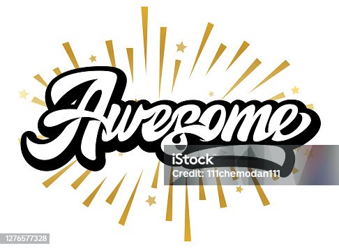 istock Stylish lettering Avesome. Colored vector illustration. Calligraphy 1276577328