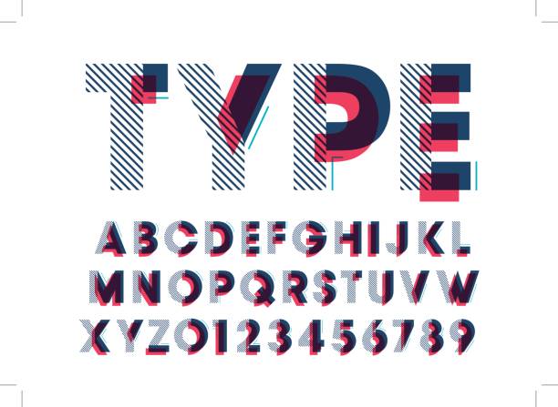 Stylized alphabet Vector of modern stylized font and alphabet alphabet designs stock illustrations