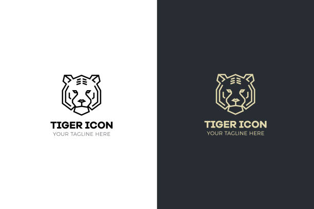 ilustraciones, imágenes clip art, dibujos animados e iconos de stock de tigre geométrica estilizada cabeza de ilustración. diseño tribal de vector icono - bengals