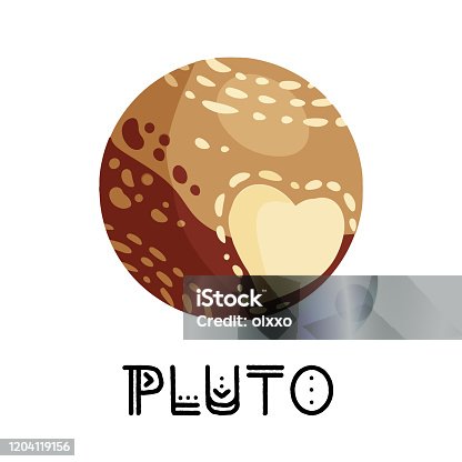 istock Stylized planet Pluto isolated cartoon vector image. Astronomic logo image. Media glyph icon 1204119156