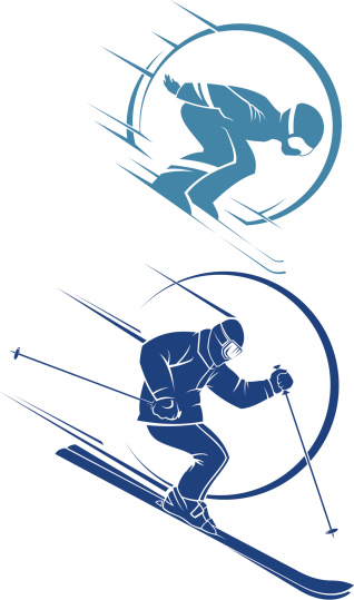 Stylized Skiers Stock Illustration - Download Image Now - iStock