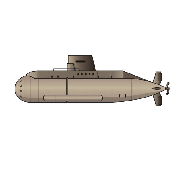 Submerged Submarine Exploration Equipment Machine Vehicle. Colorful for coloring page, preschool children first word book. Submerged Submarine Exploration Equipment Machine Vehicle. Colorful for coloring page, preschool children first word book or flash card. torpedo weapon stock illustrations
