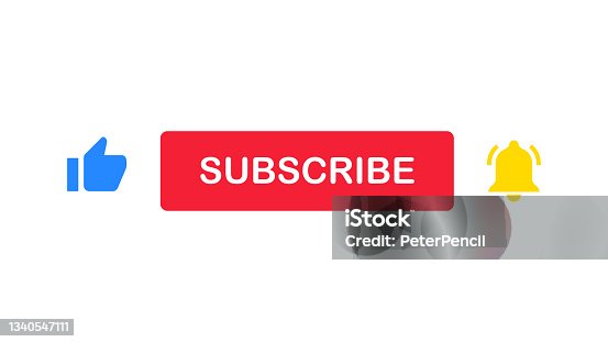 istock Subscribe Button. Like and Dislike Icons. Bell Notification Icon. White Background. Vector Stock Illustration 1340547111