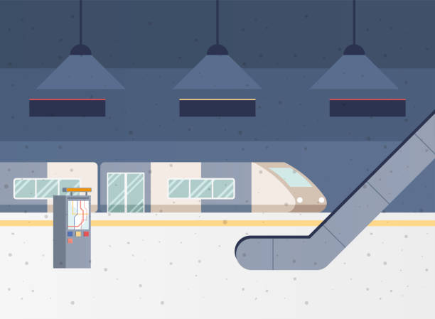 ilustrações de stock, clip art, desenhos animados e ícones de subway station scene - stairs subway