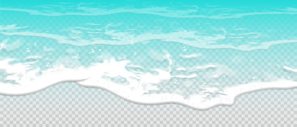 ilustrações de stock, clip art, desenhos animados e ícones de summer background. transparent sea wave.  3d vector. high detailed realistic illustration. - beach wave