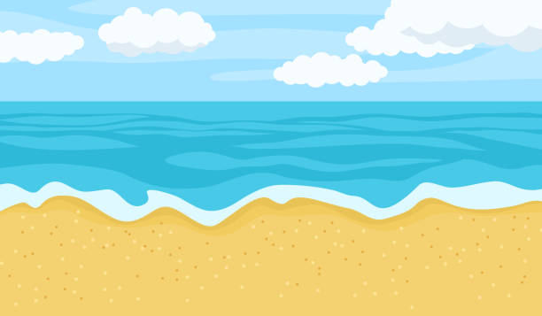 ilustrações de stock, clip art, desenhos animados e ícones de summer beach landscape - beach wave