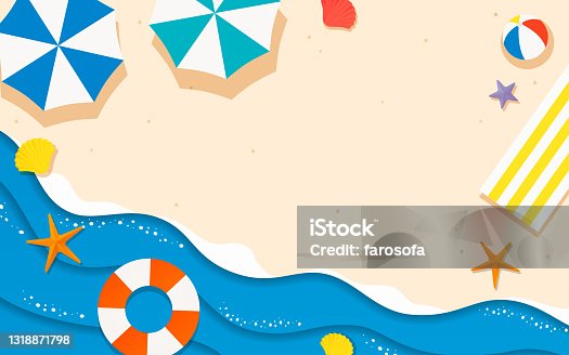 istock Summer beach paper art style background vector 1318871798