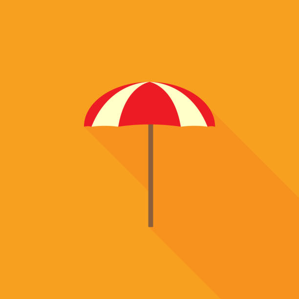 illustrazioni stock, clip art, cartoni animati e icone di tendenza di ombrellone da spiaggia estivo, ombrellone. design piatto. illustrazione vettoriale. - ombrellone