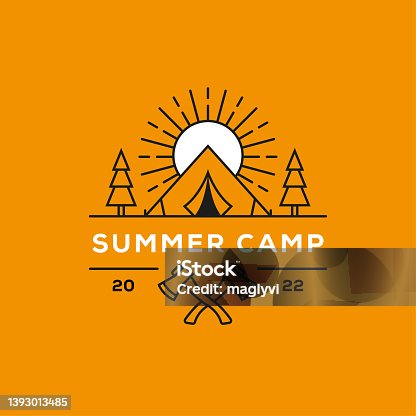 istock Summer camp vector logo. 1393013485