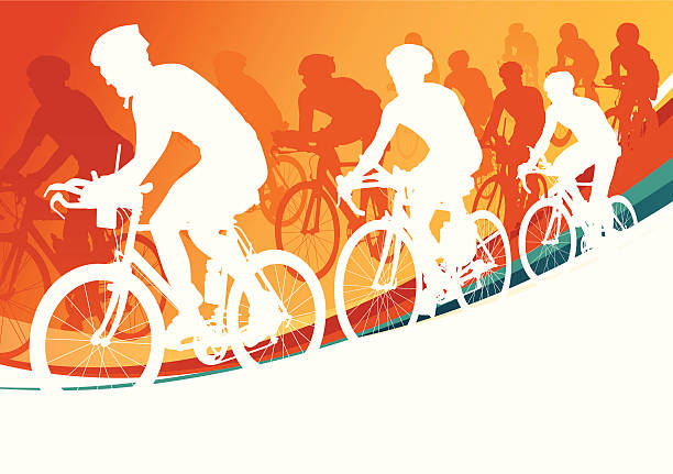 Summer Cycling A cycle race. cycling borders stock illustrations