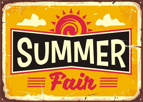 Summer fair retro tin sign concept