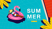 Summer Holiday, Poster Design ,Banner template, sunshine  , tropical, vacation, Vector Illustration.