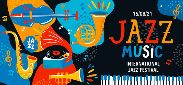bildbanksillustrationer, clip art samt tecknat material och ikoner med sommarens internationella jazzmusikfestival. - klarinett