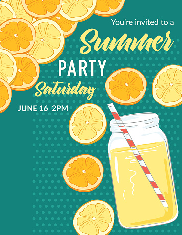 Summer Party Invitation Template With Citrus