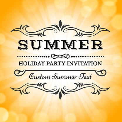 Summer party picnic vintage invitation with sunlight vector back