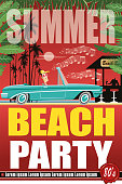 Easy editable vintage summer 
beach party vector illustration.
All elements was layered seperately...